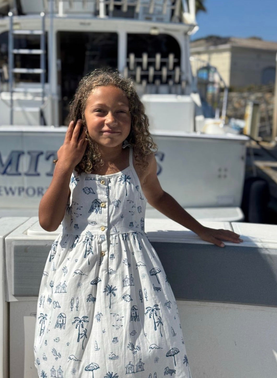 Vignette - Marina Dress - Navy Beach Scene