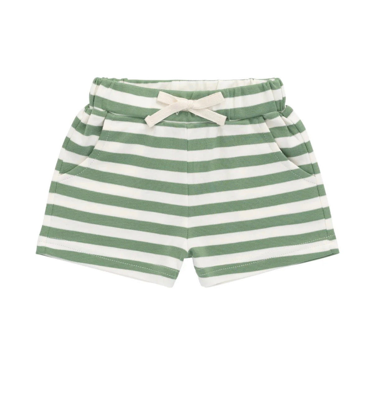 Jamie Kay - Pima Cotton Wesley Short - Essential Stripe Parchment/Snow Pea