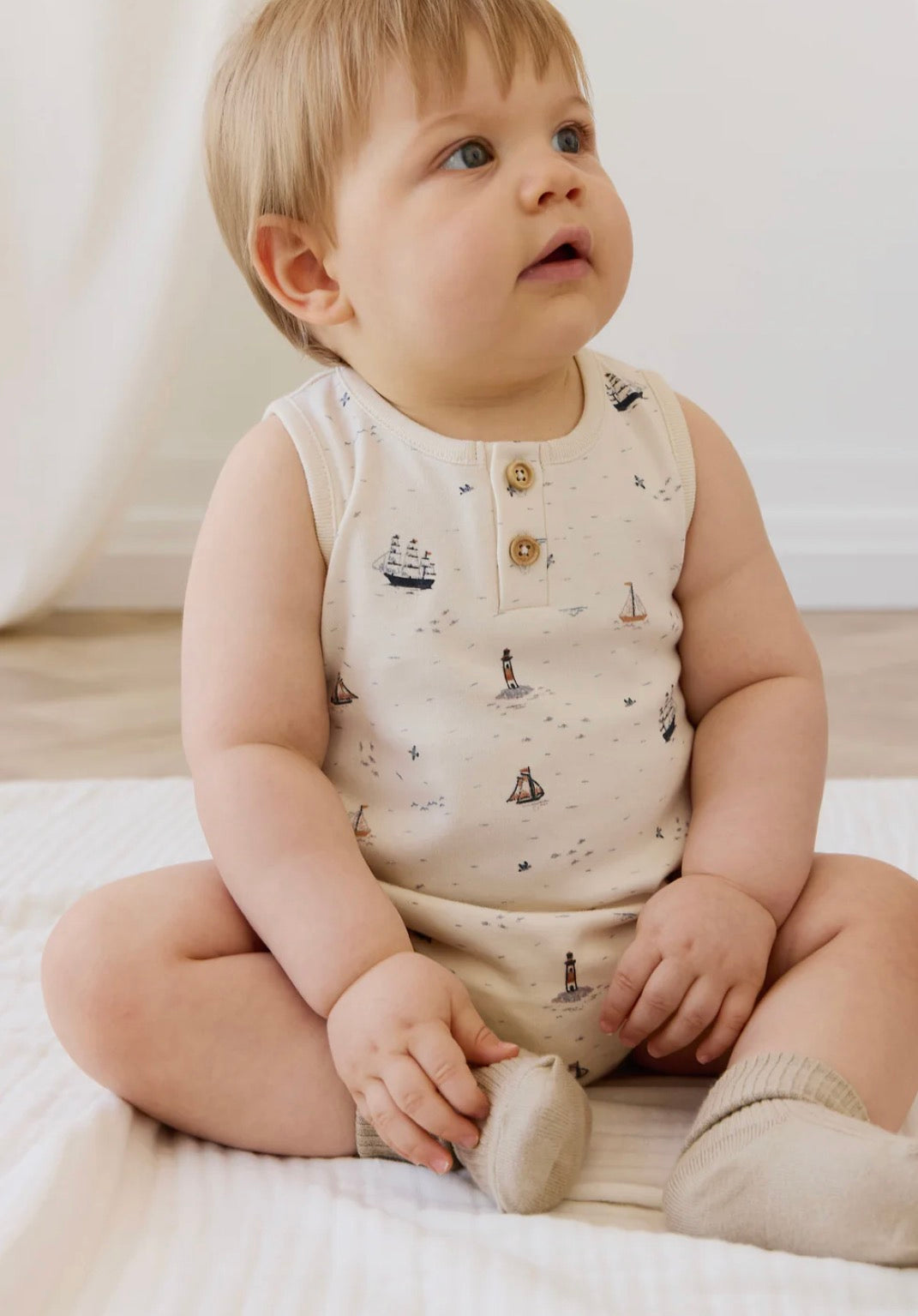 Jamie Kay - Organic Cotton Archie Playsuit- Sailing Day