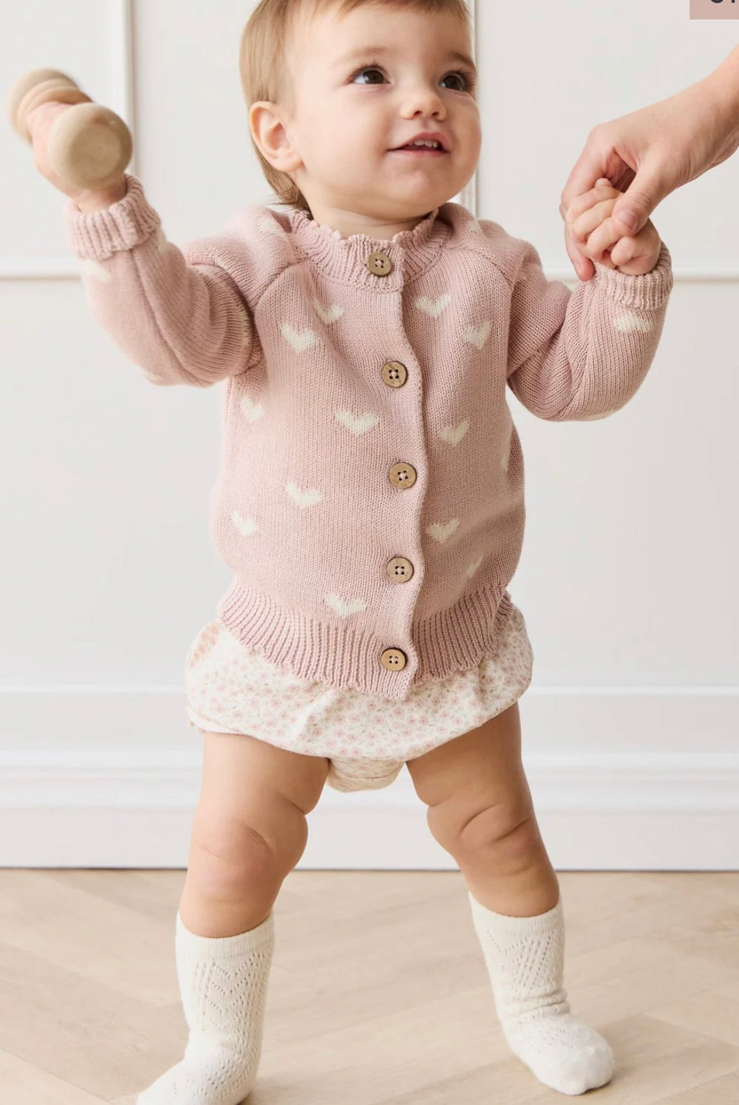Jamie Kay - Anna Cardigan - Petite Heart Rose Smoke