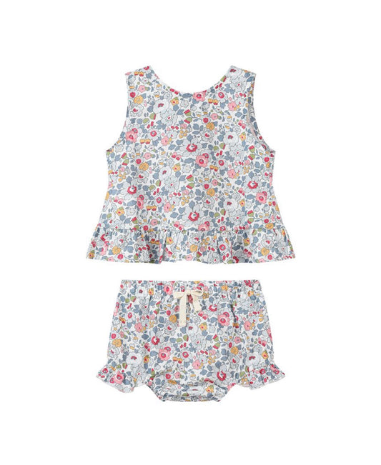 Vignette - Aria Romper Set - Blue Retro Floral