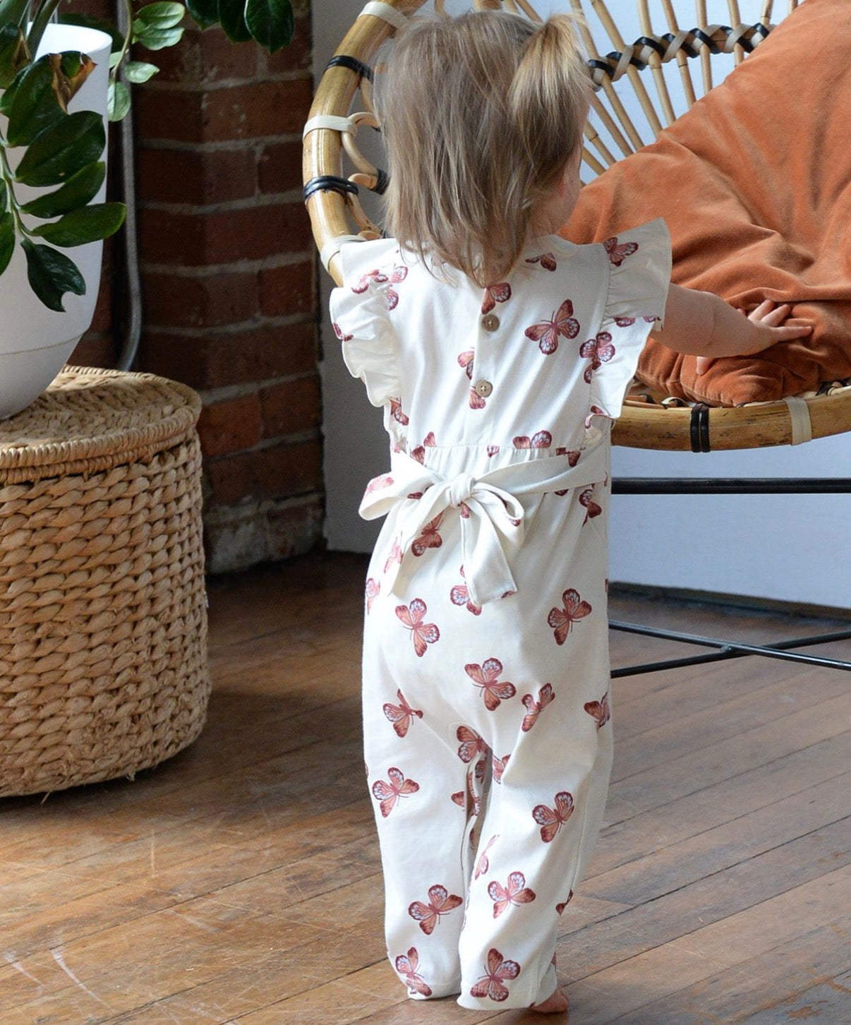 City Mouse Studio - Flutter Long Romper - Butterflies