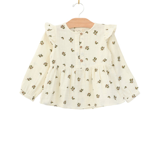City Mouse Studio- Flutter Button Top- Muslin