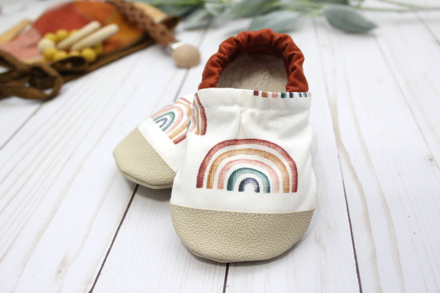Scooter Booties - Neutral Rainbows Baby Shoes: 12 - 18 months