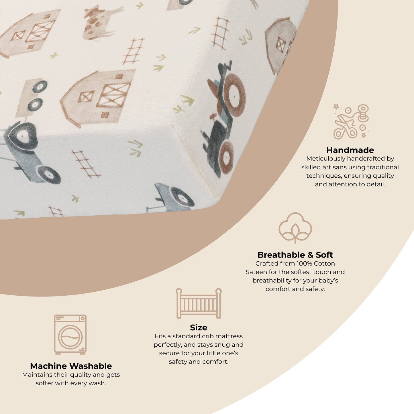 Crane Baby - Charlie Farmhouse Goose Crib Fitted Sheet