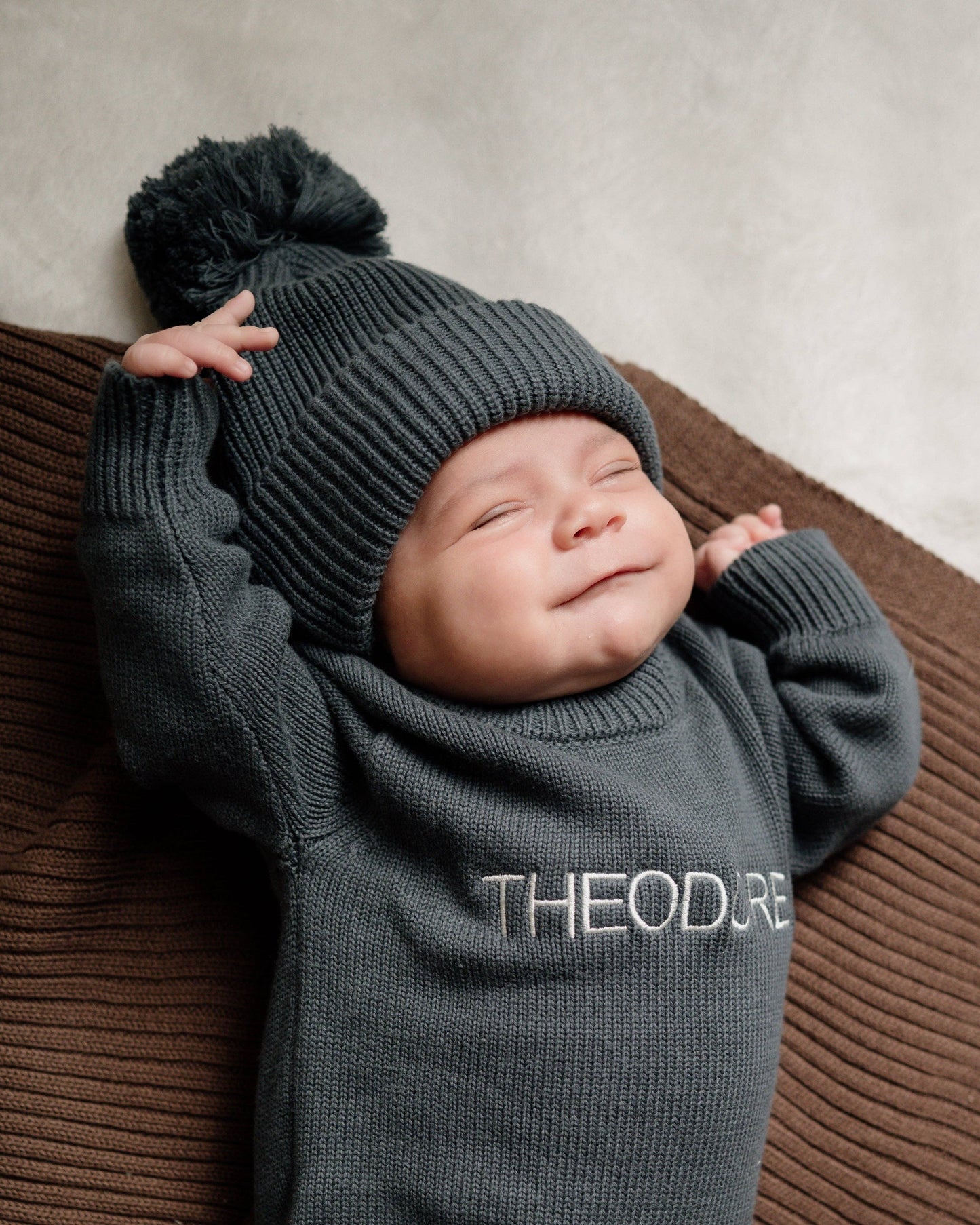 Pine Kids - Knit Pom Hat - Stormy 0-6m