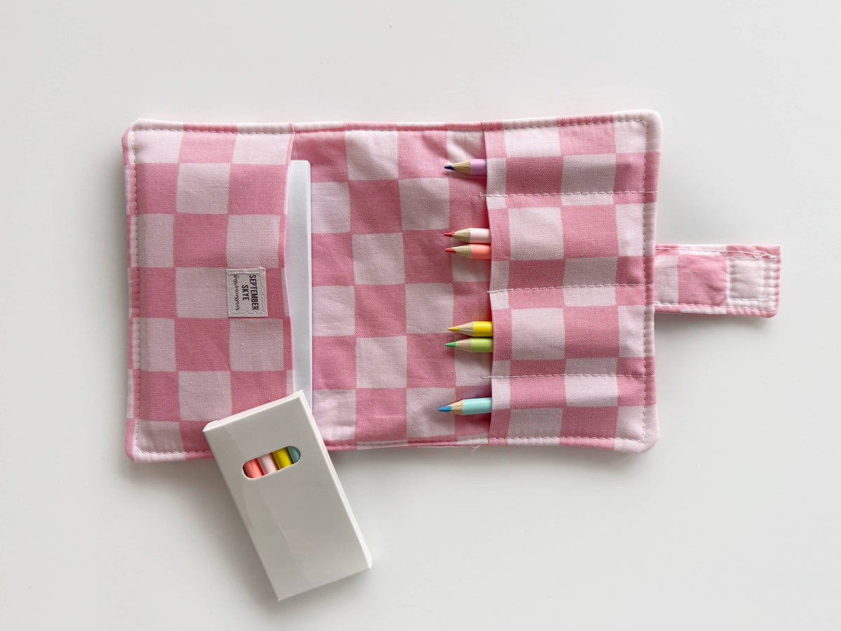 September Skye Bags & Accessories - Crayon wallet in tonal pink checker / travel activity