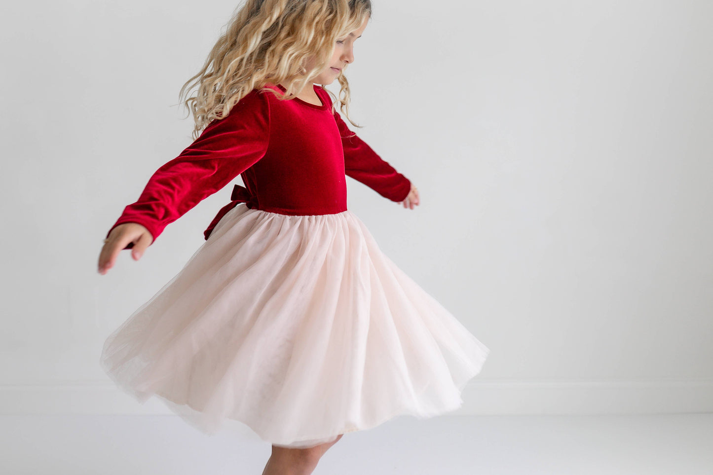 Oopsie Daisy - Girls Red Velvet Tulle Fancy Holiday Winter Party Dress