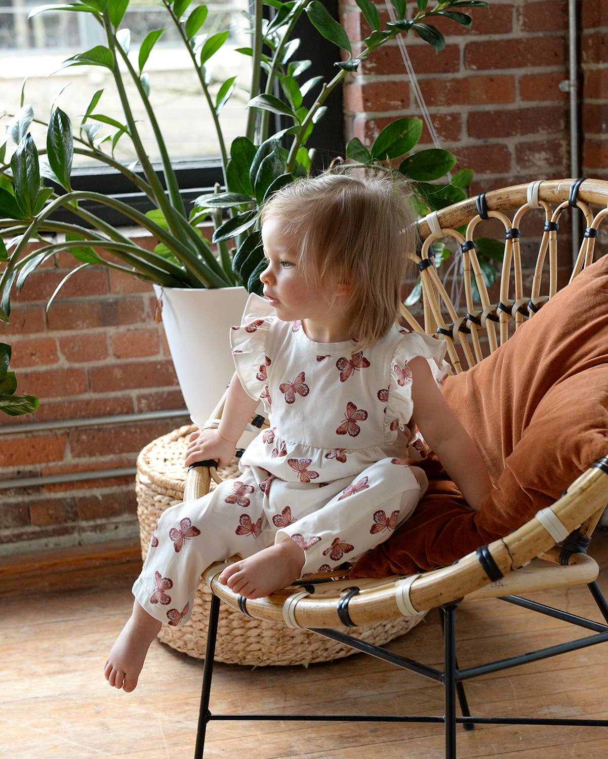 City Mouse Studio - Baby Spring Flutter Long Romper- Butterflies
