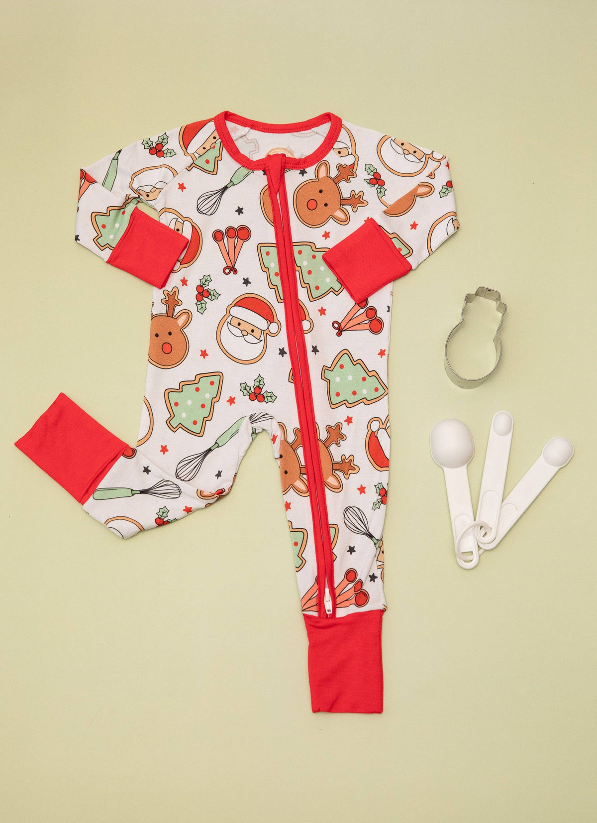 Tiny toes Baby Co - Christmas Cookies Baby Bamboo Zipper Romper