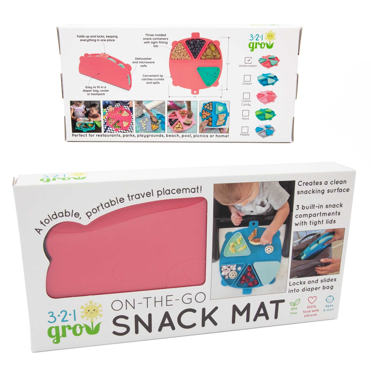 321 Grow - 321 Grow On-the-Go Silicone Snack Mat - Watermelon