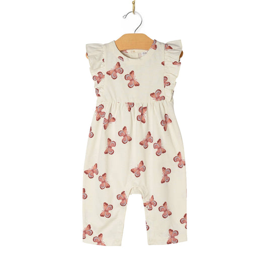 City Mouse Studio - Baby Spring Flutter Long Romper- Butterflies