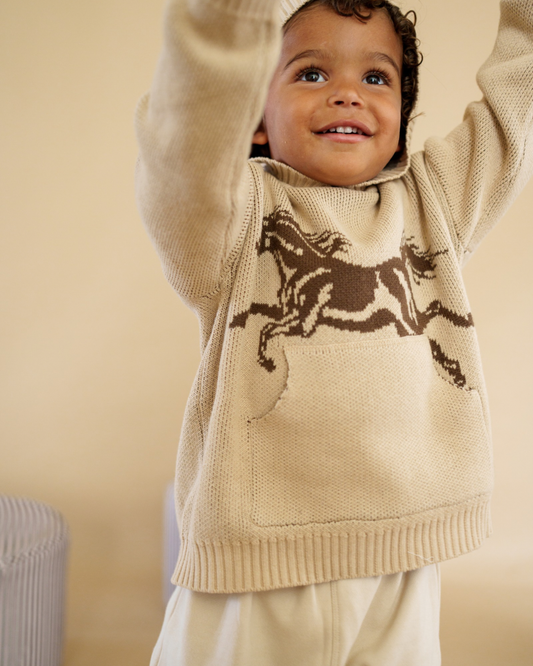 Atlas Grey - Horse Knit Hoodie
