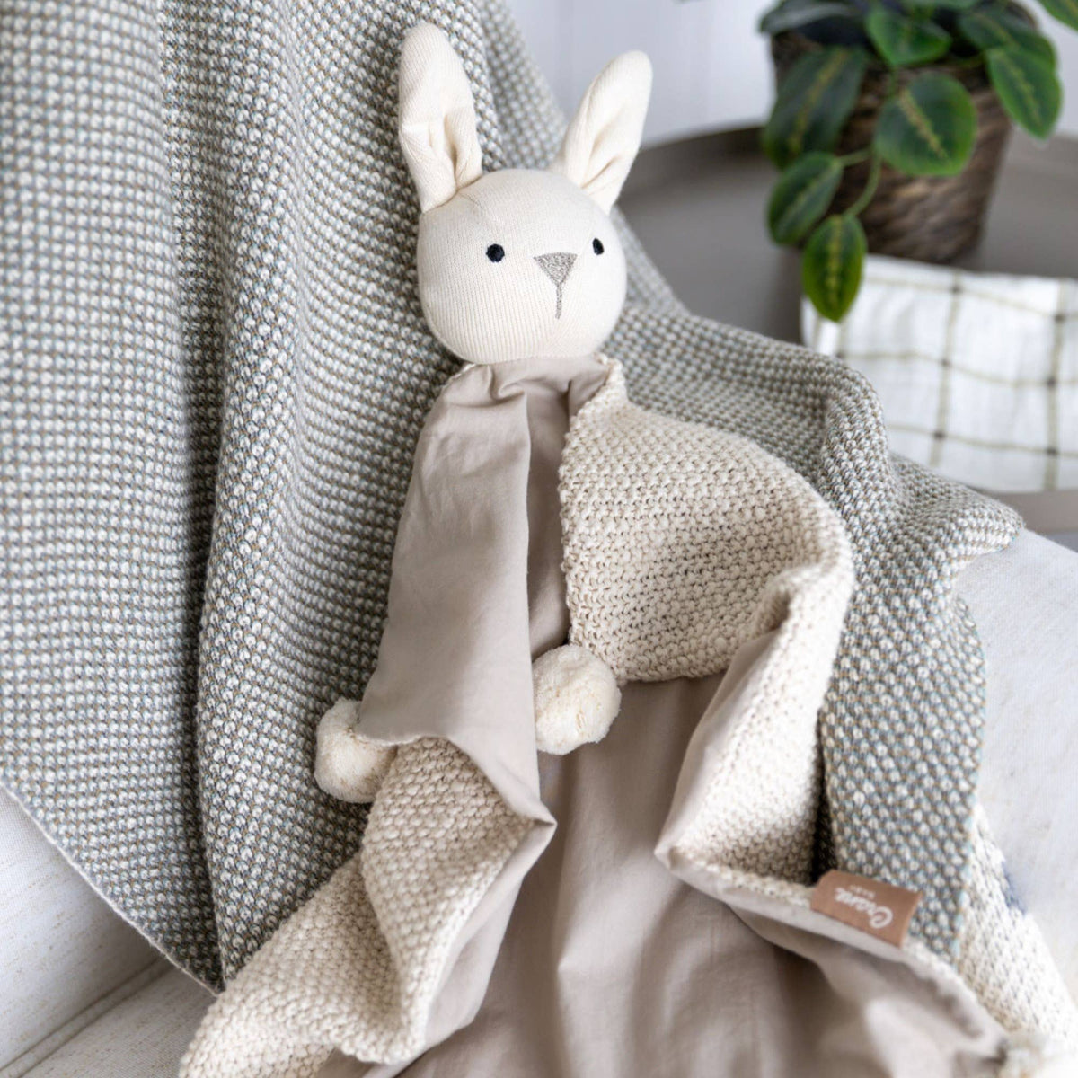 Crane Baby - Avery Organic Baby Lovey Blanket (Ollie The Bunny)