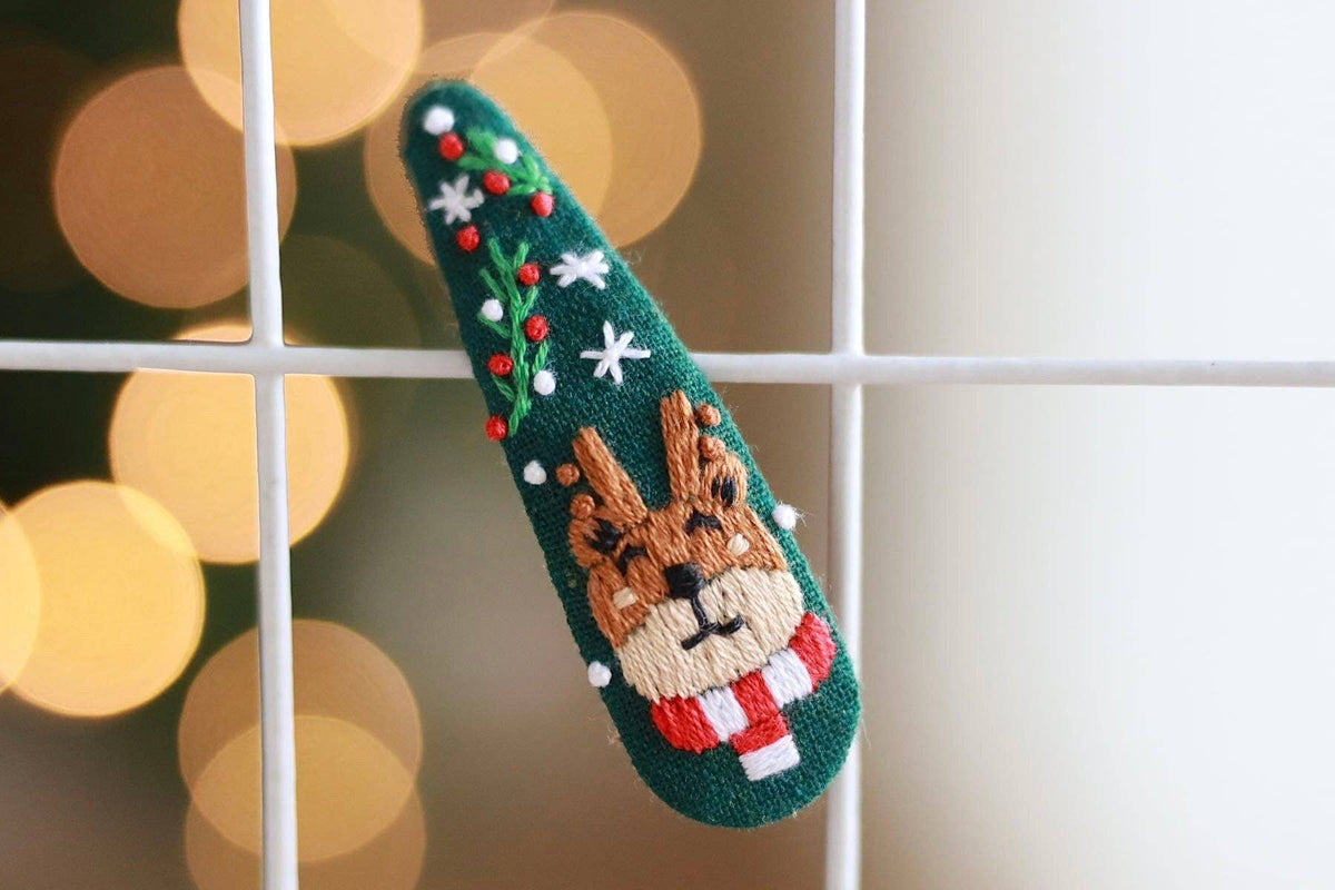 Finer Embroidery - Christmas Embroidered Hair Clips