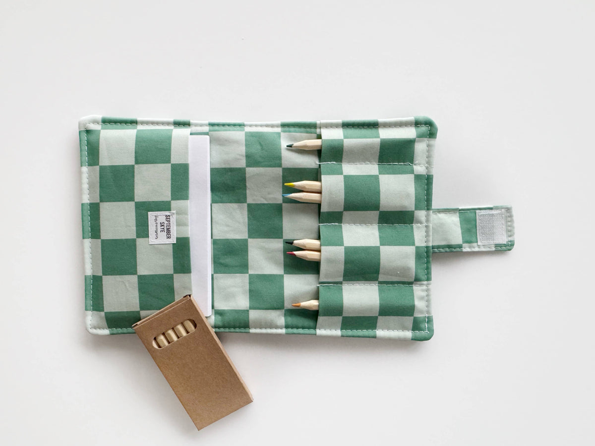 September Skye Bags & Accessories - Crayon wallet in turquoise tonal checker  / travel activity