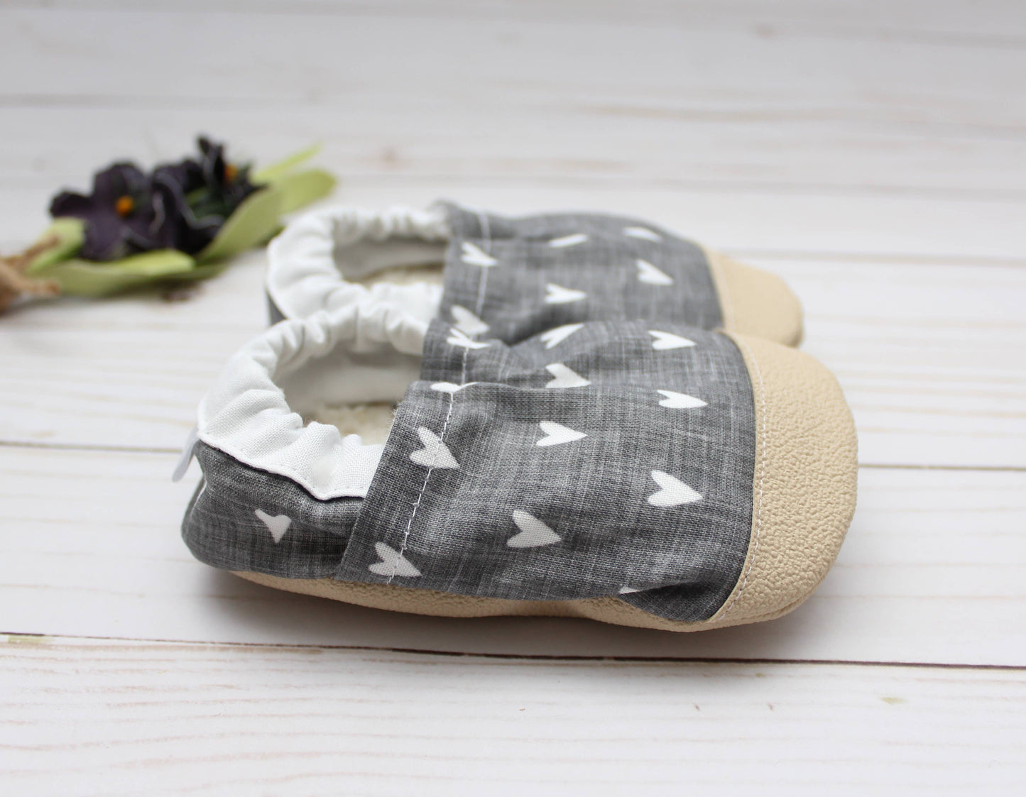 Scooter Booties - Gray Heart Baby Shoes: 18 - 24 months
