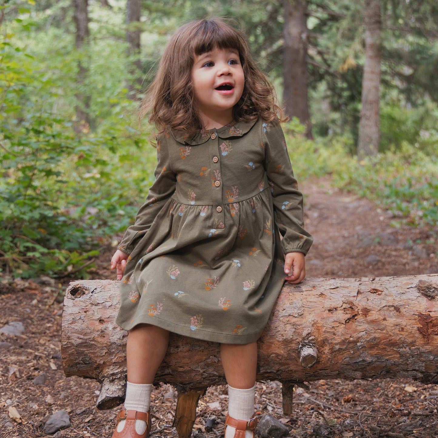 City Mouse Studio - Frill Collar Dress- Lichen Mushrooms