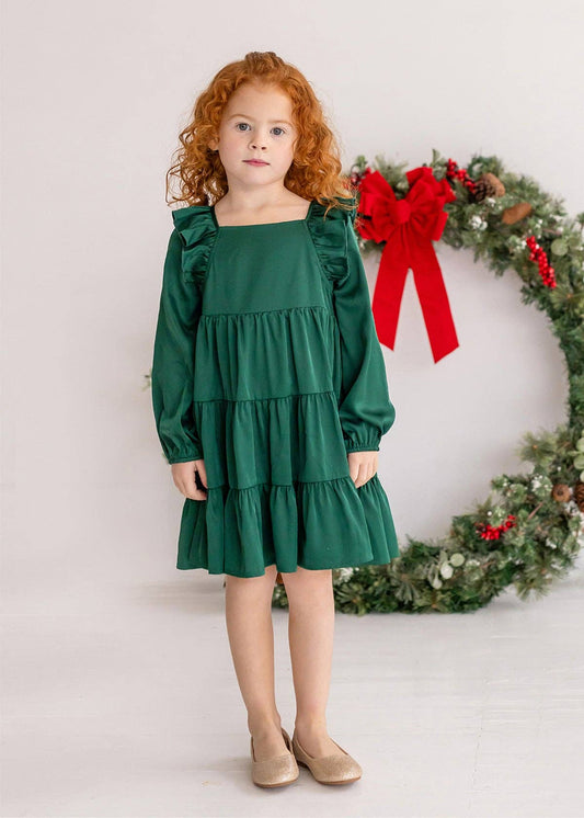 mabel + honey - Mistletoe Emerald Green Tiered Dress