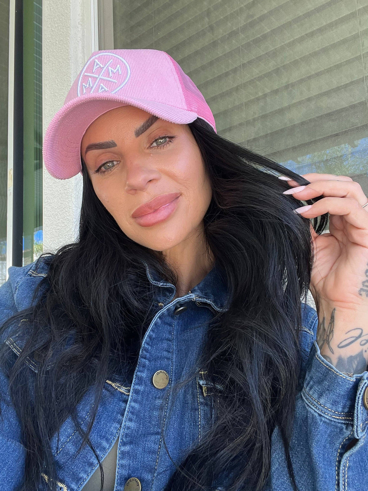 The Mama X™ Brand - Pink Corduroy Mama X Trucker