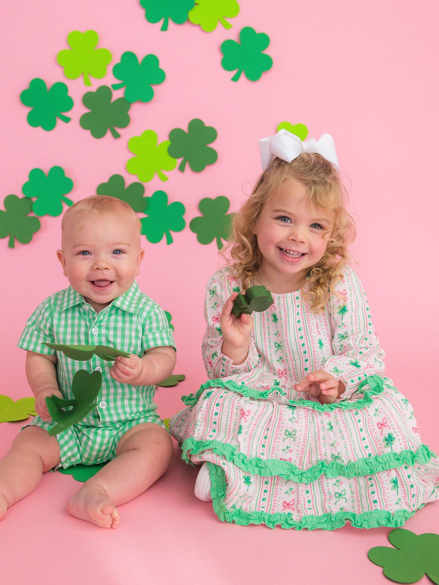 RuffleButts + RuggedButts - Baby Boys Classic Spring Bud Gingham Short Sleeve Woven Button-Up Romper