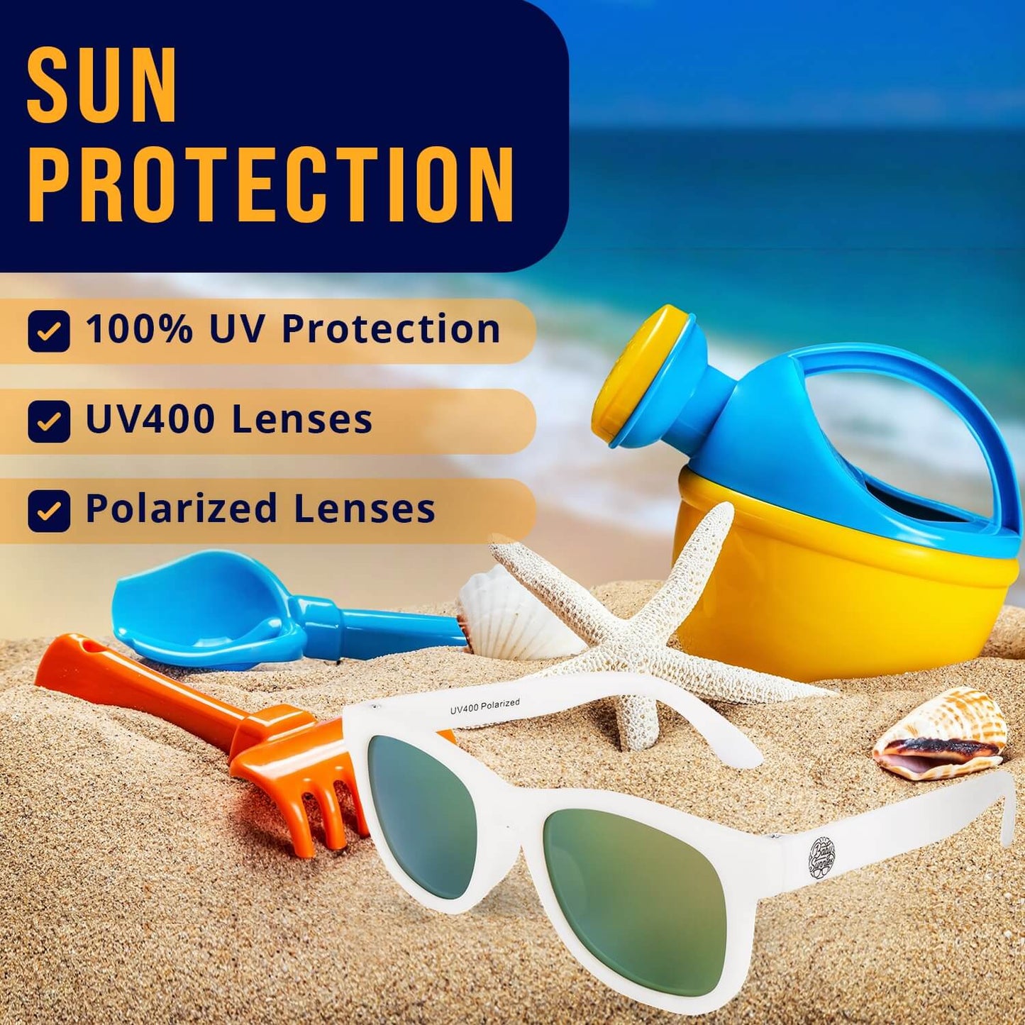 Baby Sunnies - White Polarized Baby Sunglasses 3-8 Years