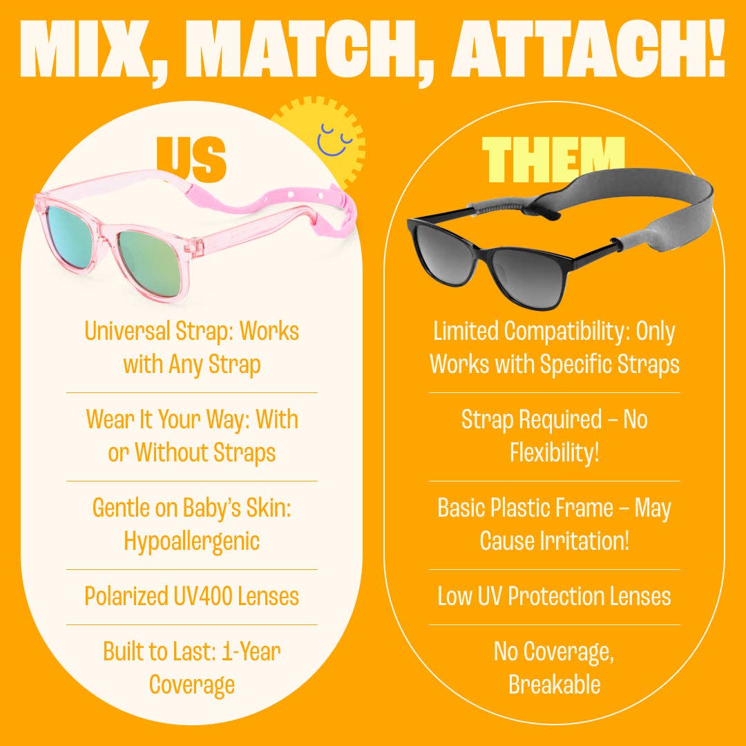 Baby Sunnies - Transparent Pink Polarized Baby Sunglasses with Strap 0-24 Months