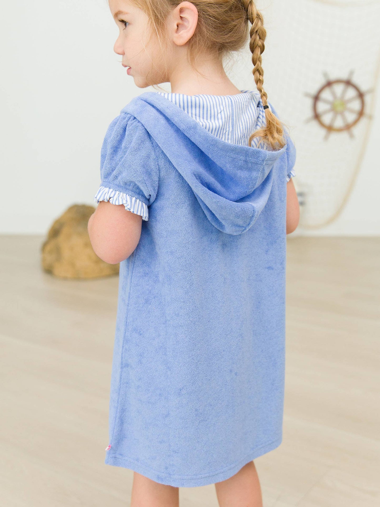 RuffleButts + RuggedButts - Girls Periwinkle Blue Terry Full-Zip Cover Up