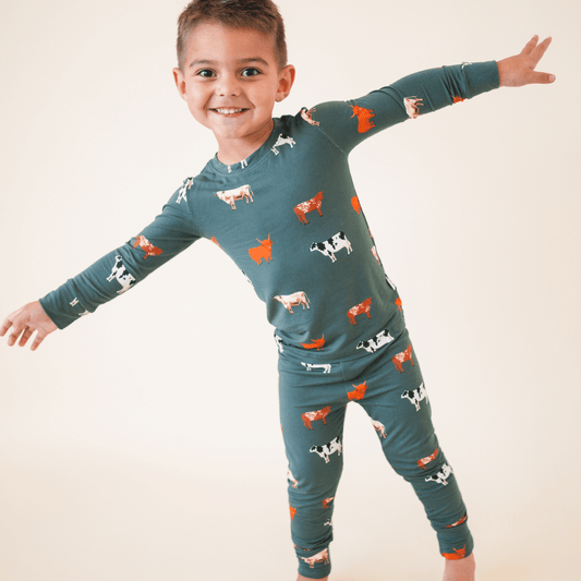 bug + bean kids - Bamboo 2 - Piece Toddler Pajama Set | Green Cow - Citrus Sky Boutique