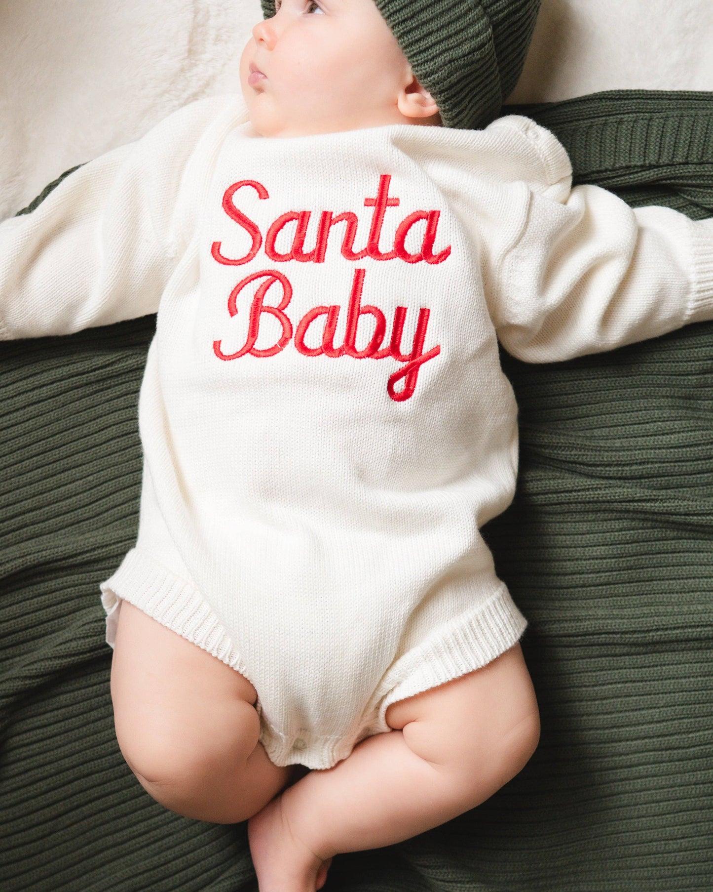 Pine Kids - Santa Baby Knit Romper - Cloud
