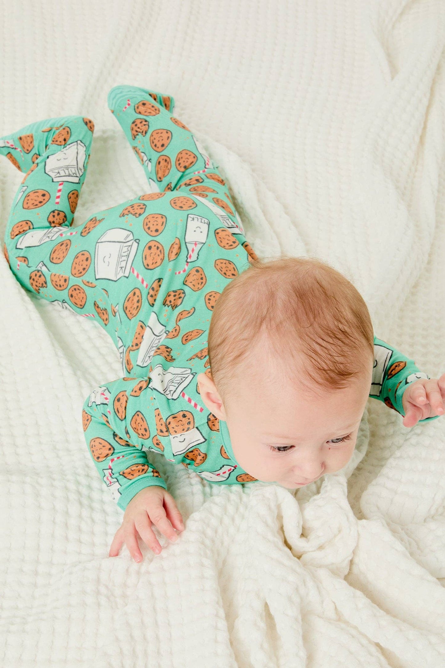 Clover Baby & Kids - Soft & Stretchy Zipper Footie - Milk and Cookies
