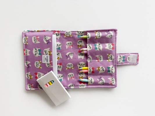 September Skye Bags & Accessories - Crayon wallet in purple cats with bows  / travel activity
