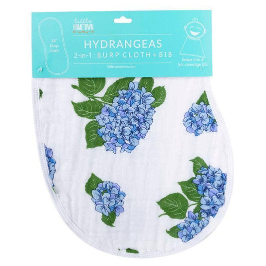 Little Hometown - Baby Burp Cloth & Bib Combo: Hydrangeas