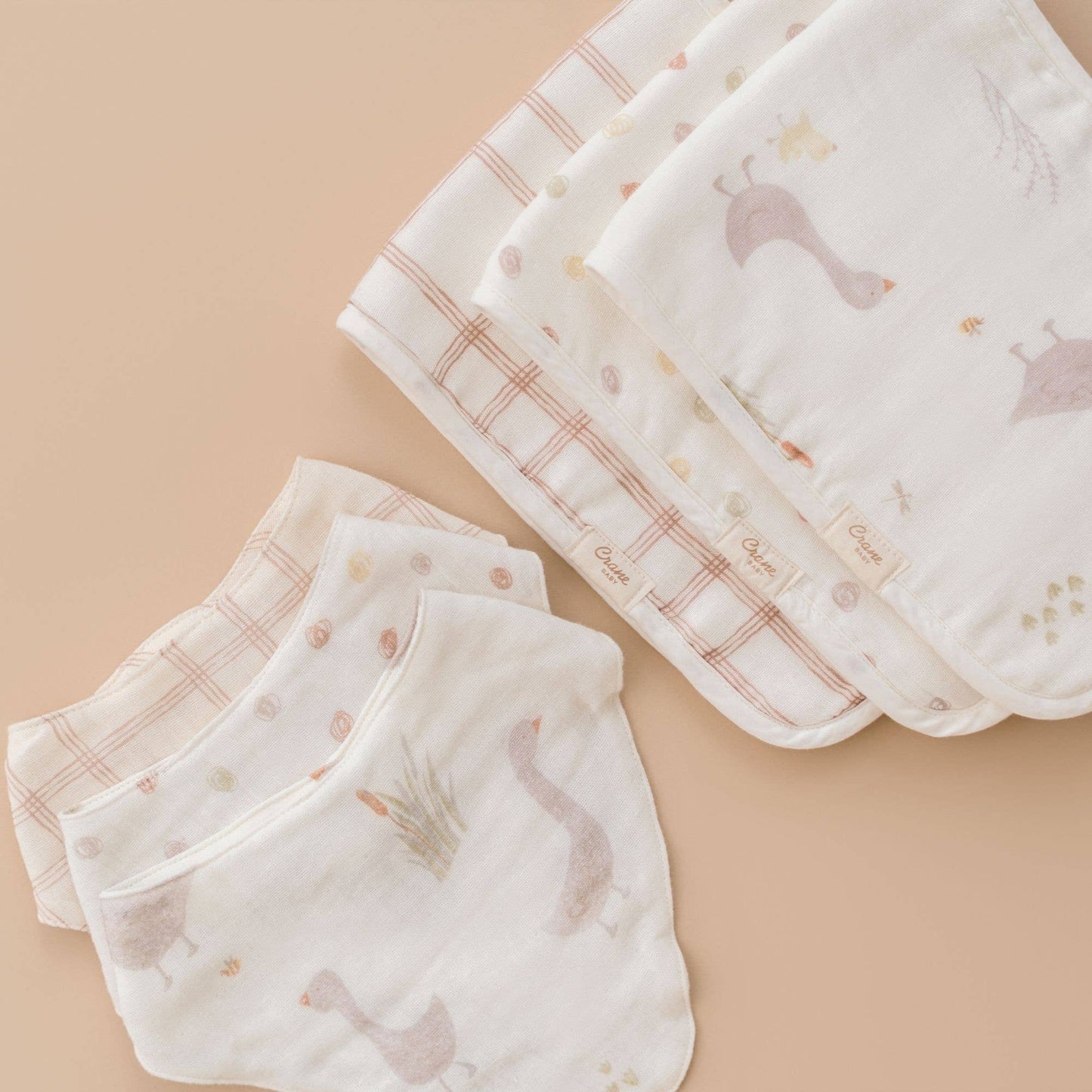 Crane Baby - Charlie 3-pc. Farmhouse Goose Bib Set