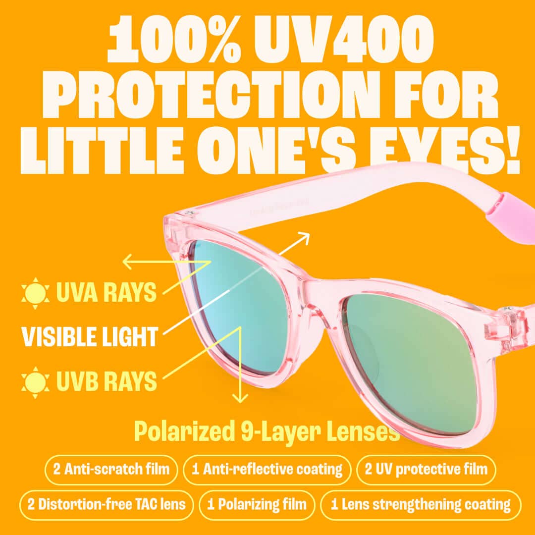 Baby Sunnies - Transparent Pink Polarized Baby Sunglasses with Strap 0-24 Months