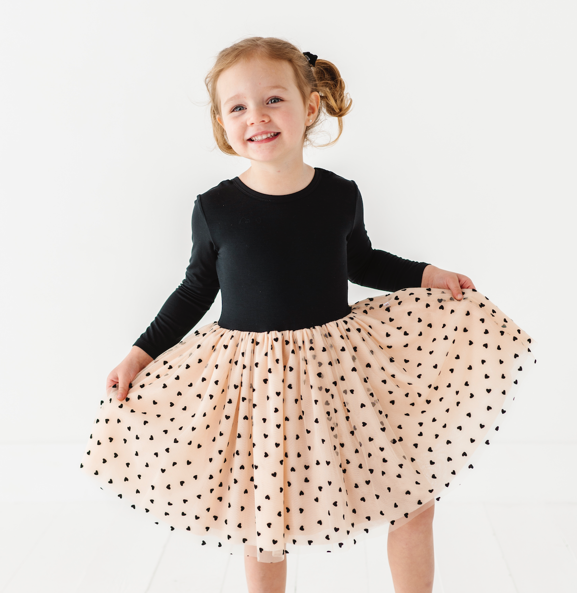 Bird & Bean® - Kids Velvet Heart Dress - Girls Tulle Holiday Dress - Margot