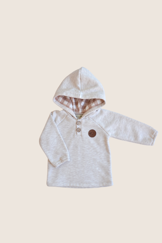 Eli & Nev - Baby / Kids Raglan Sleeve Beige Hoodie Printed Hood OEKO-TEX