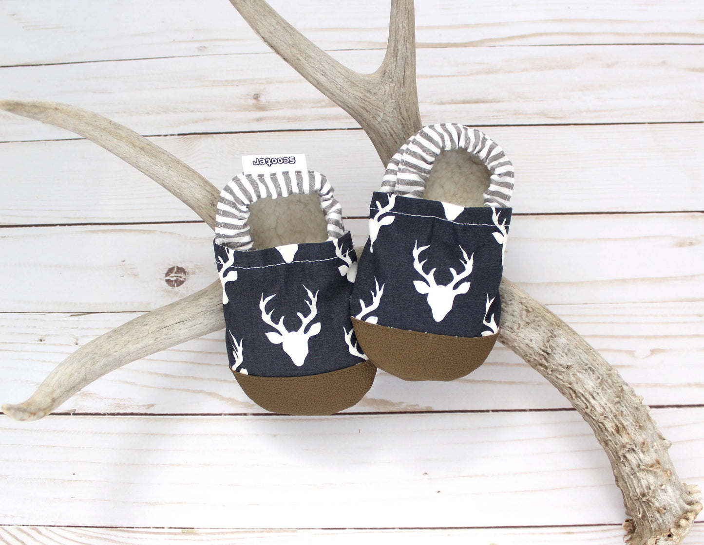 Scooter Booties - Navy Buck Baby Shoes: 6 - 12 months