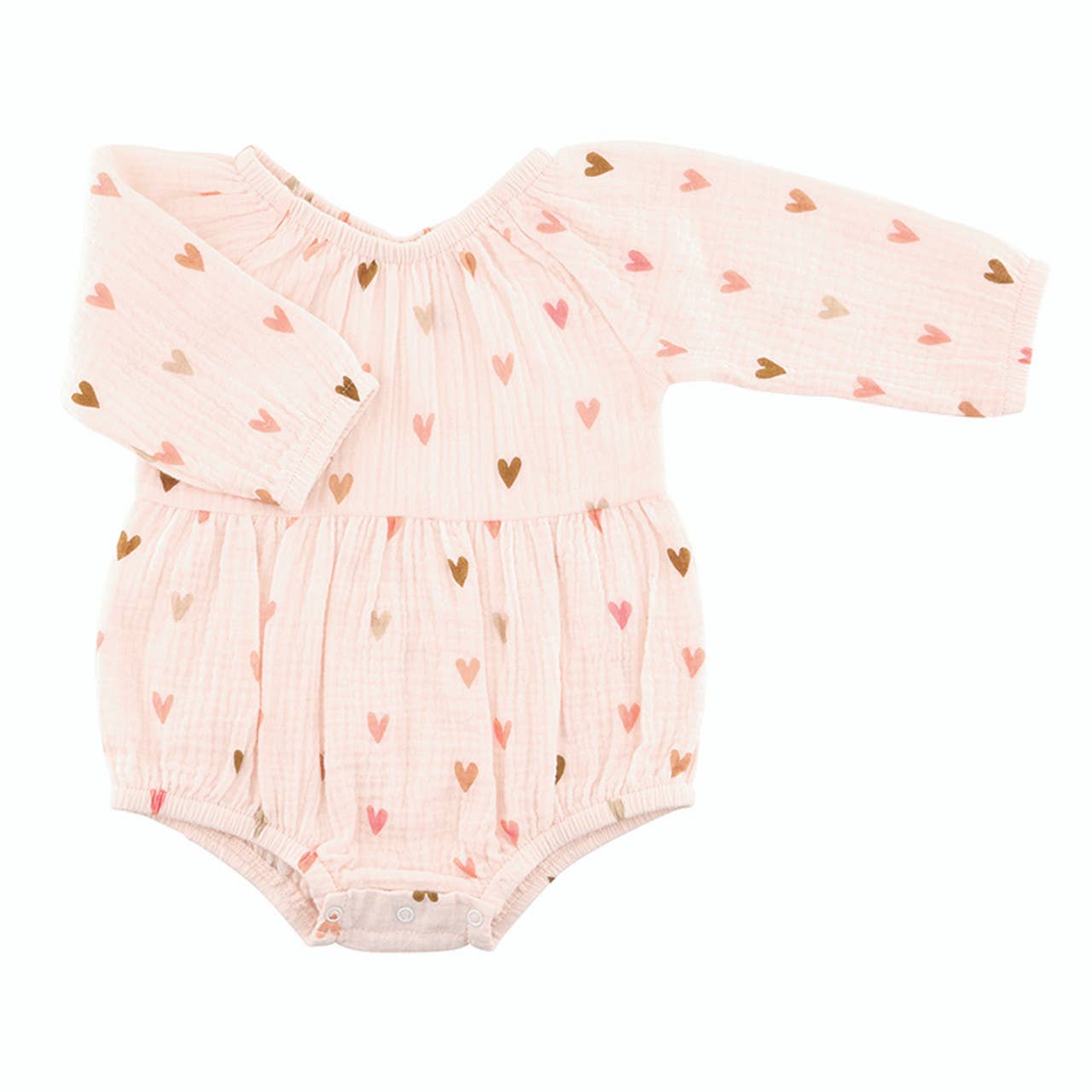 Stephan Baby by Creative Brands - Long Sleeve Muslin Romper - Hearts