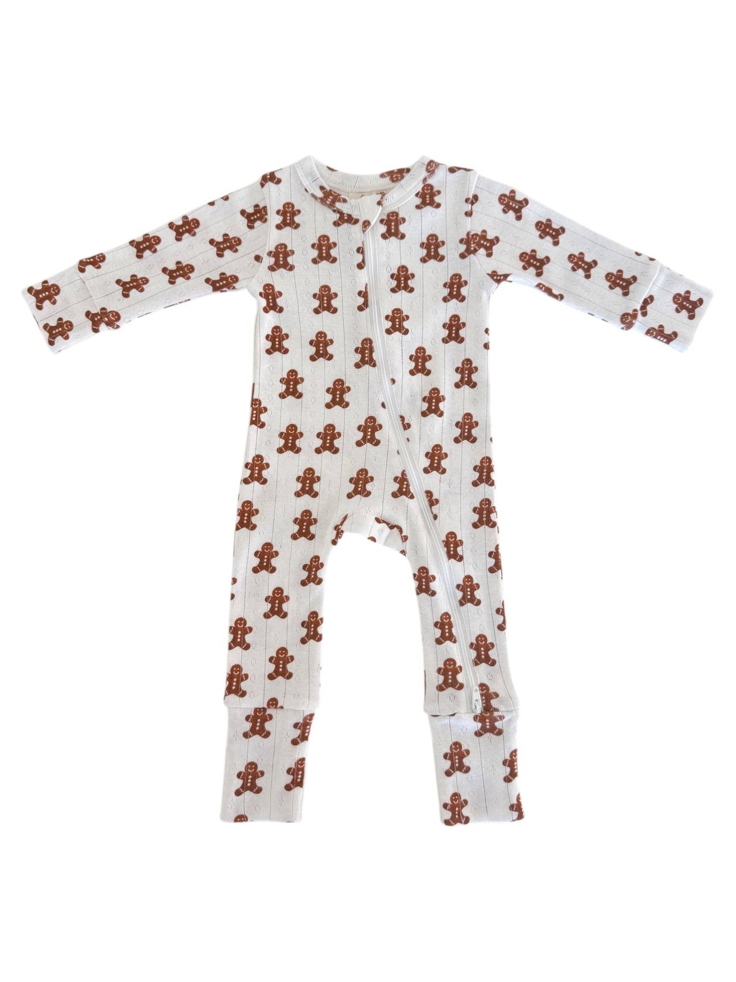 SIIX Collection - Gingerbread / Organic Pointelle 2-Way Zip Romper