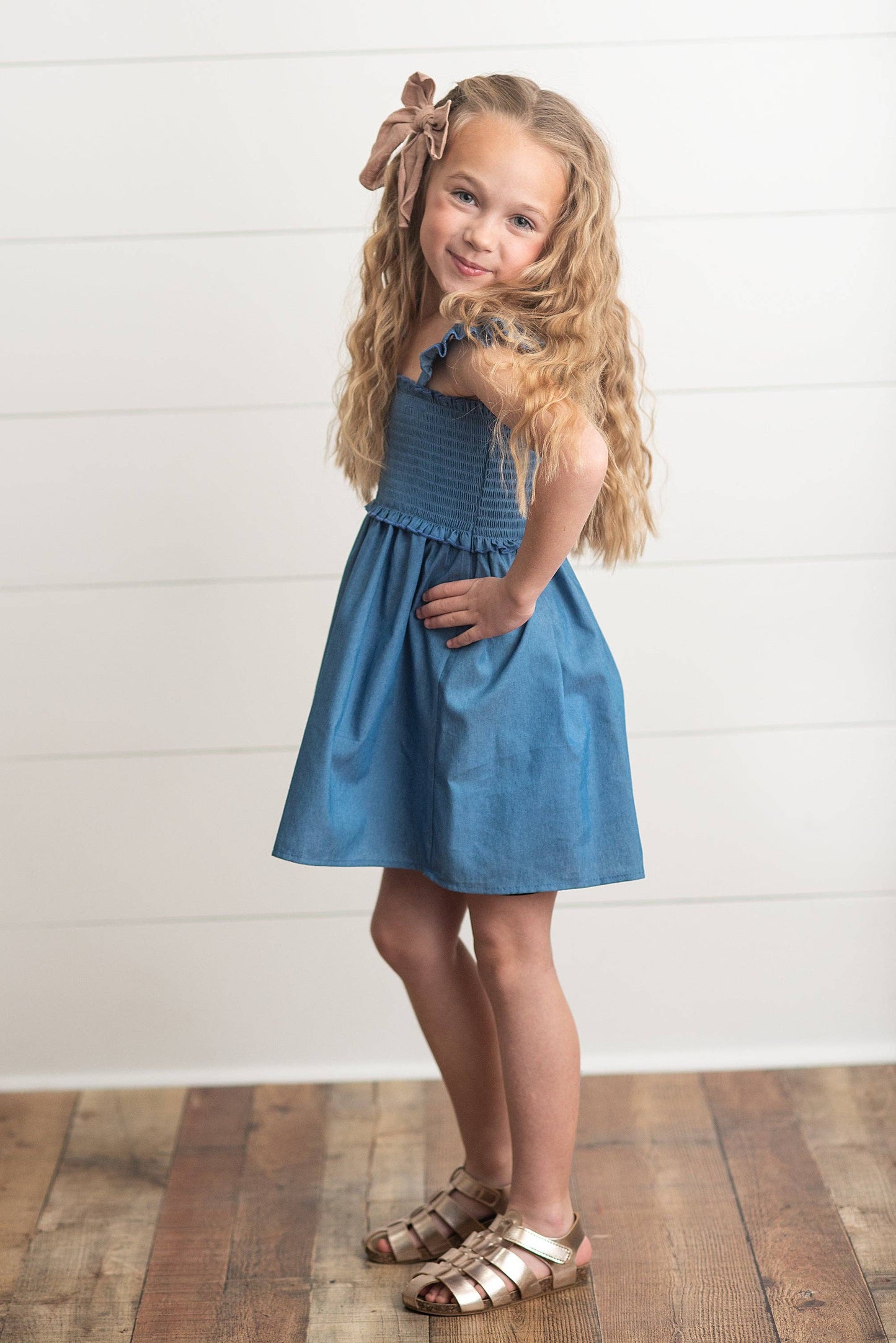 Adorable Sweetness - Girls Blue Shirred Ruffle Spring Summer