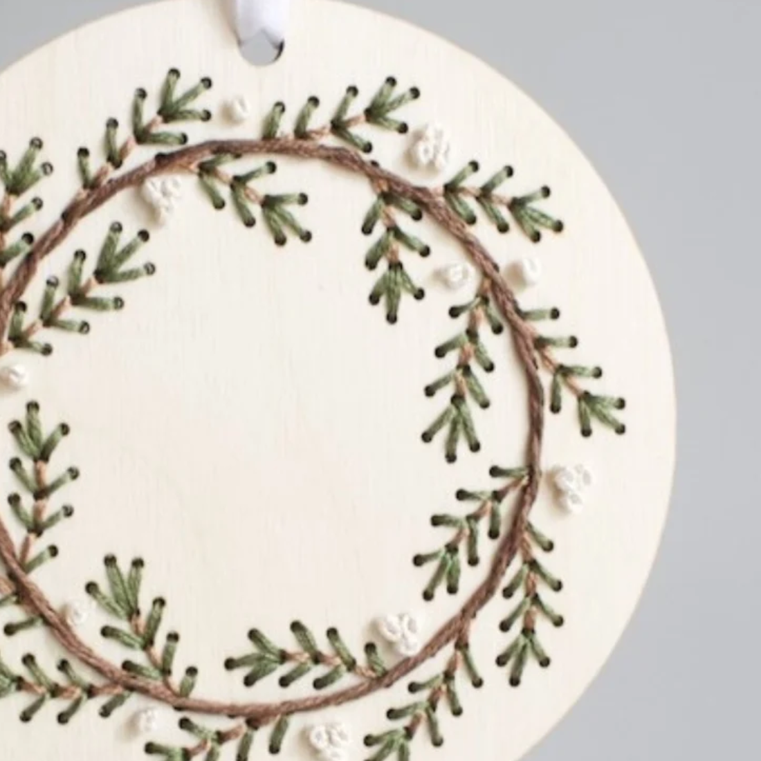 The HNB House - Pine Wreath Ornament - DIY Wood Embroidery Kit
