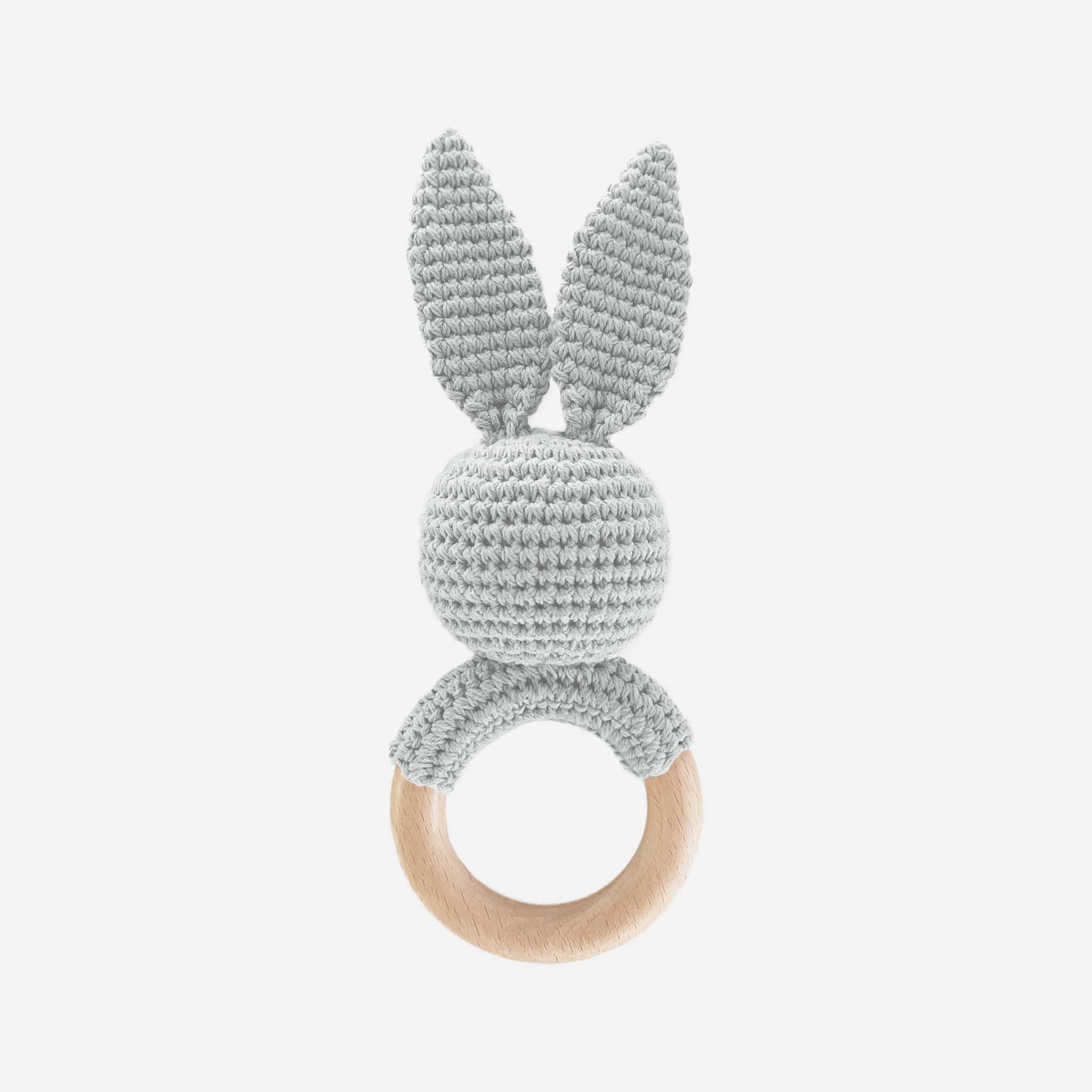 The Blueberry Hill - Teether Bunny Grey Cotton Rattle Baby Gift Spring