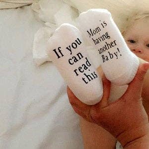 Dorothy’s Reason - Mom is Having Another Baby Pregnancy Announcement Baby Socks