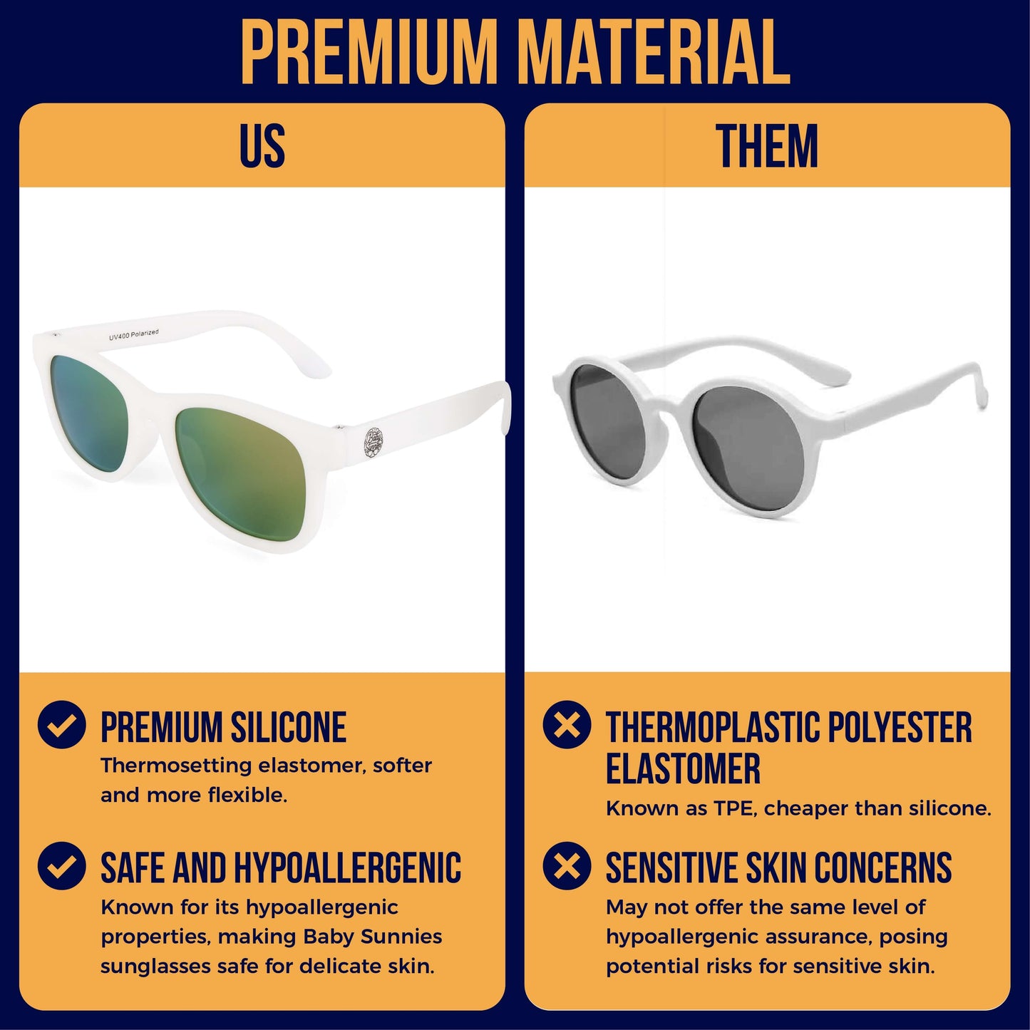 Baby Sunnies - White Polarized Baby Sunglasses 3-8 Years