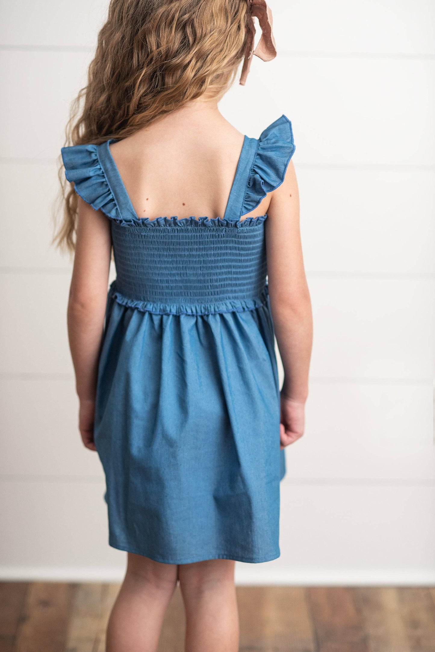Adorable Sweetness - Girls Blue Shirred Ruffle Spring Summer