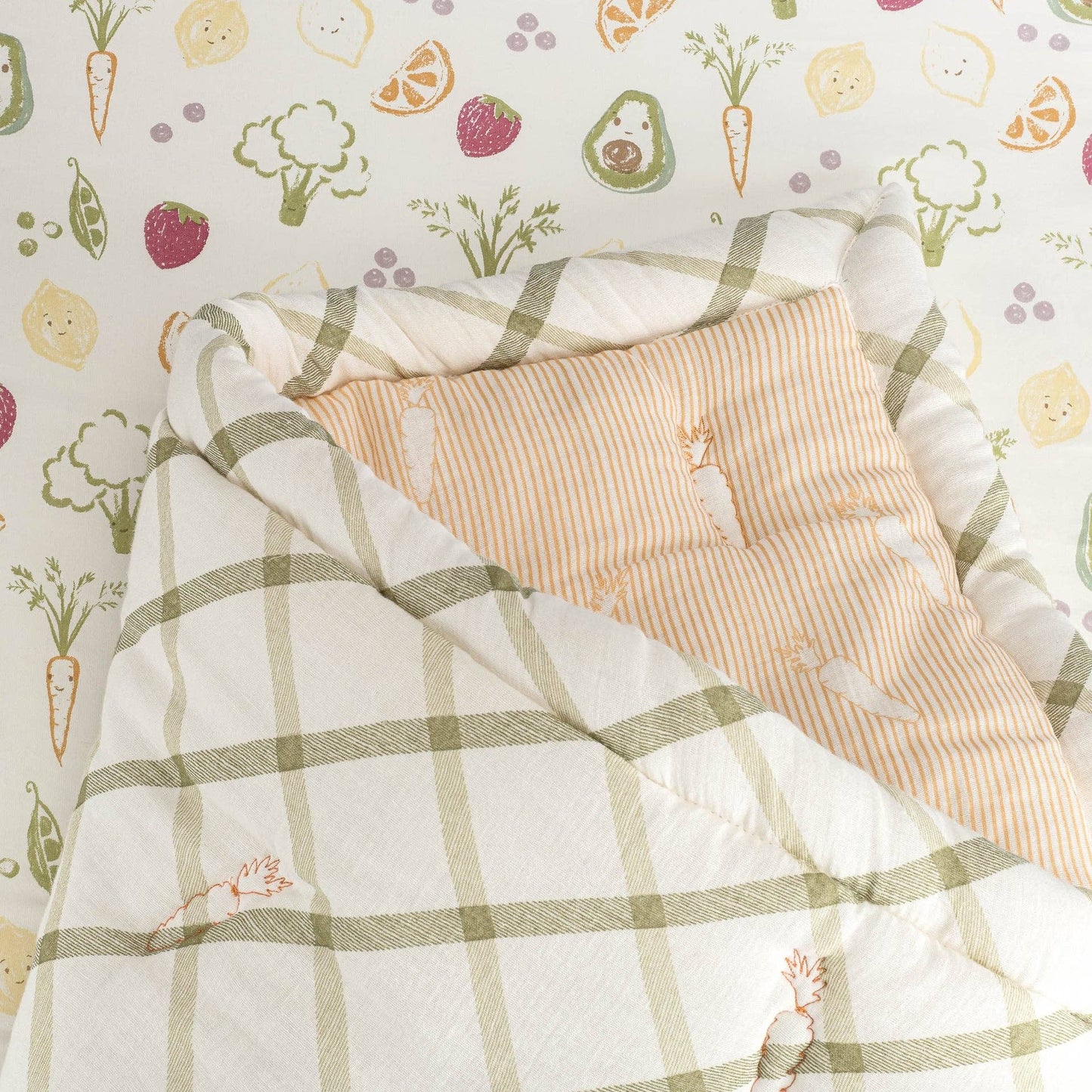 Crane Baby - Clementine Fruits & Veggies Cotton Quilted Blanket