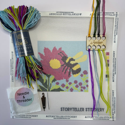 Storyteller Stitchery - Bee & Bloom — Modern Needlepoint Kit (Small Design)