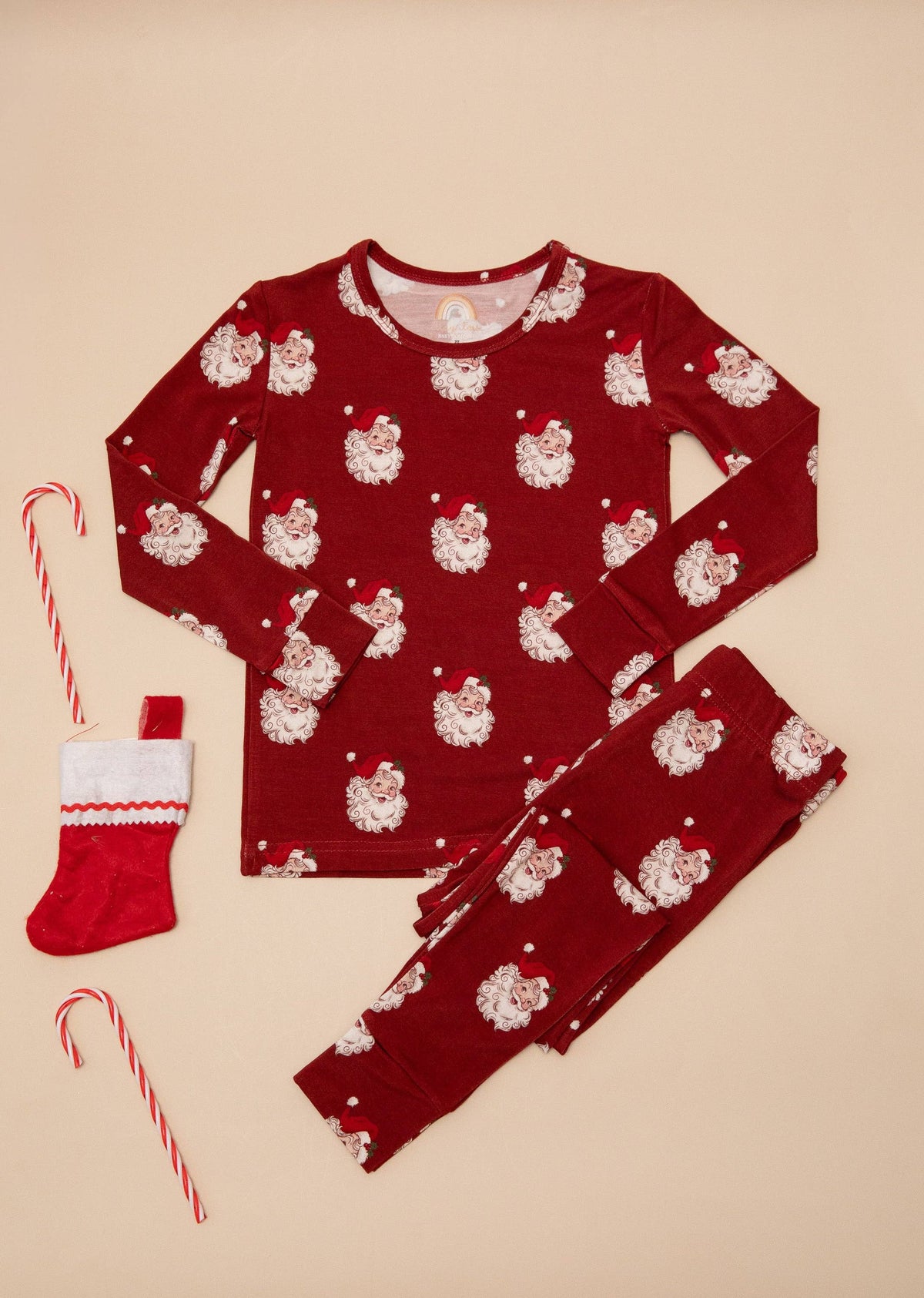Tiny toes Baby Co - Christmas Vintage Santa Bamboo Toddler 2 Piece Set