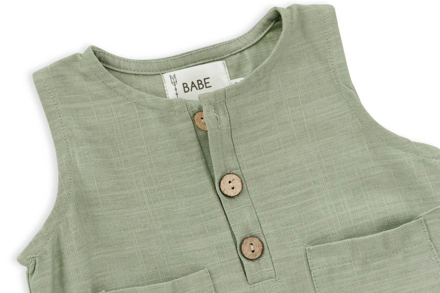 Babe Basics - Green Crop Linen Romper